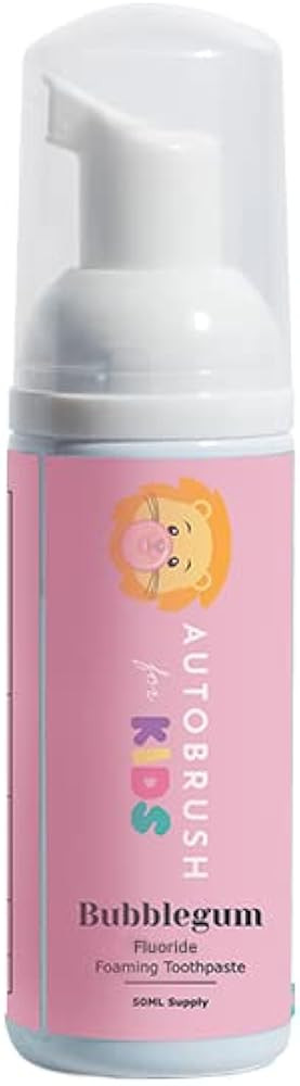 autobrush Kids Fluoride-Free Foaming Toothpaste Bubblegum Flavor for Electric...