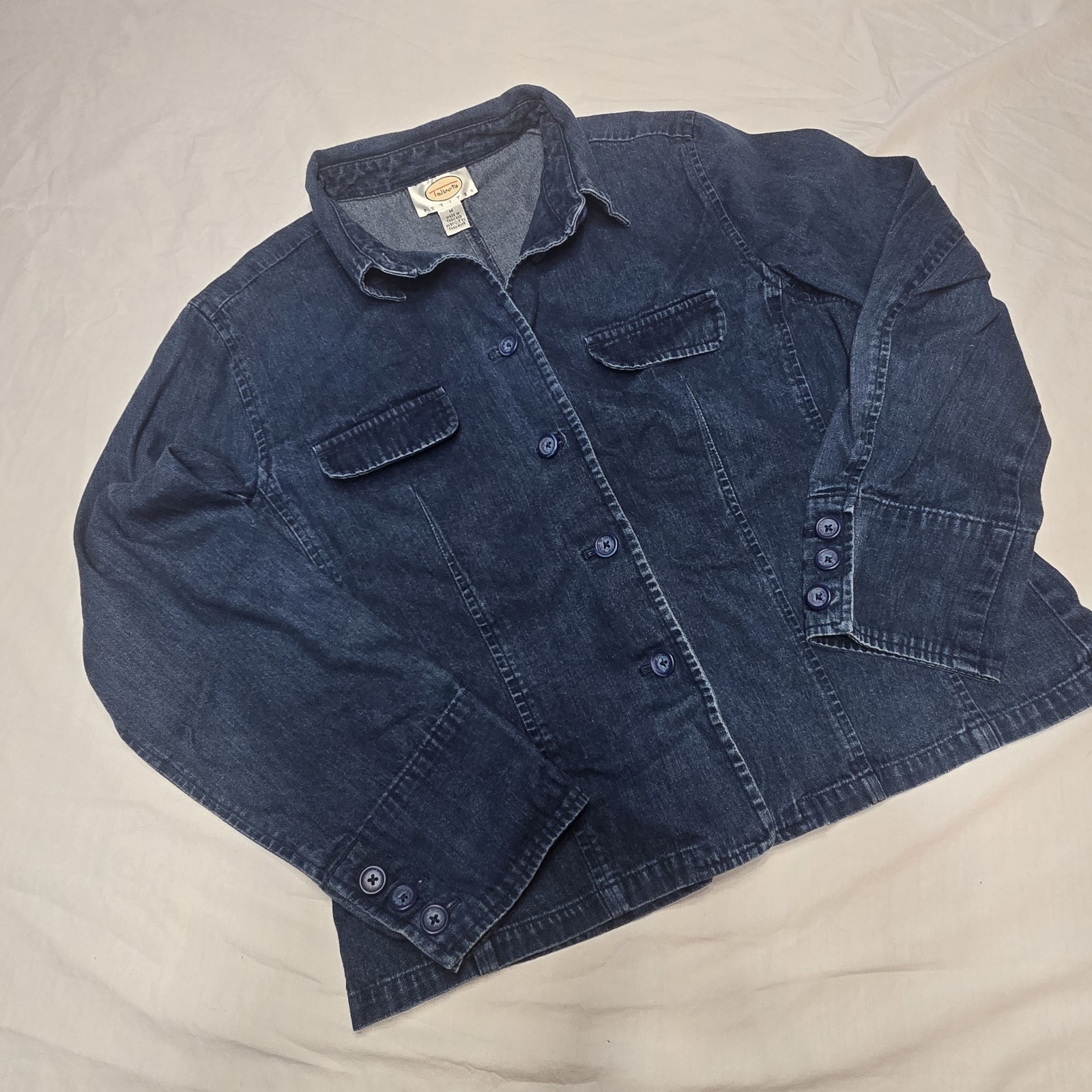 Talbots Petites Cotton Button Down Collared Blue … - image 1