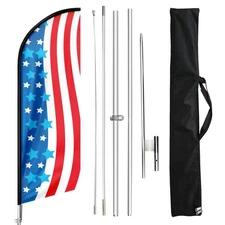 FSFLAG American Glory Feather Flag, USA Swooper Flag Pole Kit with Ground Sta...