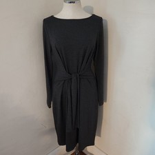 J. Jill Wearever Collection Dark Gray Long Sleeve Tie Waist Midi Dress Size M