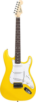 Fender Squier Stratocaster Graffiti Yellow Electric Guitar SSS Tremolo