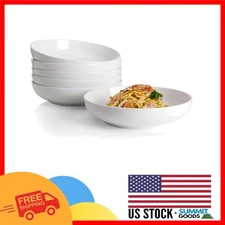 Durable 22oz White Porcelain Pasta Bowls Set of 6 - Elevate Dinner Presentations