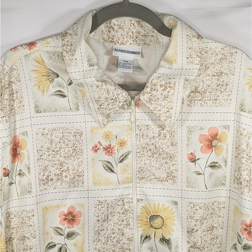 Vintage Alfred Dunner Jacket Womens 24W Full Zip Grandma Floral Beaded - Picture 4 of 11
