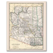 Arizona 1895 Vintage Map 11x14 Antique Atlas Historic Wall Art Print