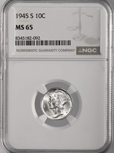 1945-S  10C  MERCURY SILVER DIME  "SAN FRANCISCO MINT"  NGC MS65 #8345182-092