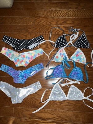 Lot Of 4 Sets Exotic Dancer Tri Top And booty short  Set