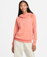 Nike Women's Sportswear Hoodie Funnel Neck Size XS Coral Pink