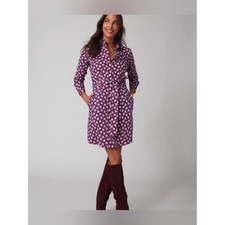 UNTUCKit Purple Printed Long-Sleeve Shirt Dress with Tie Waist