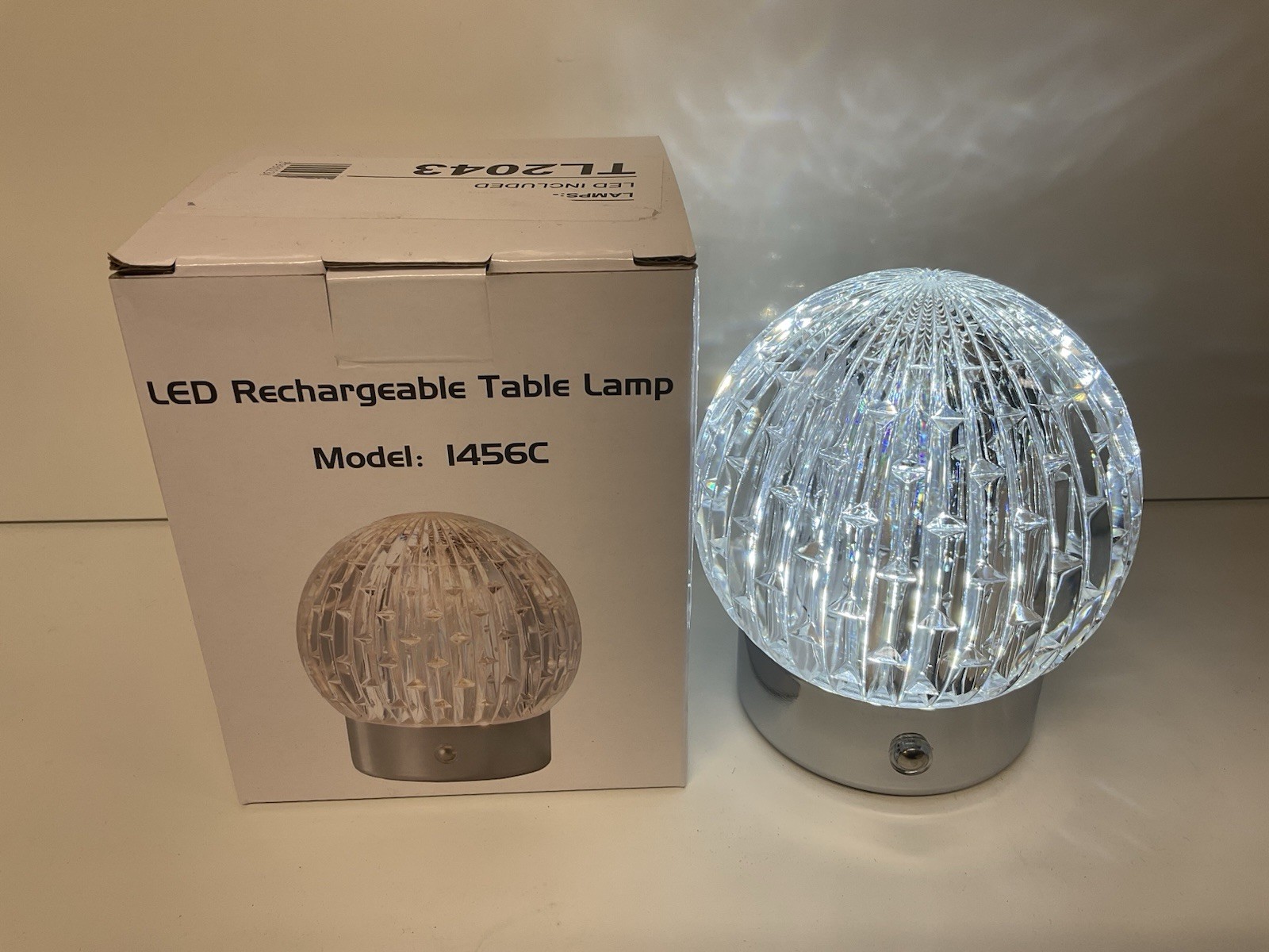 HARPER LIVING Rechargeable Table Lamp, Small Battery Small, Globe & Chrome - Image 2