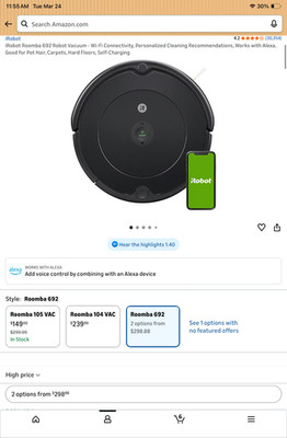 iRobot Roomba 692 Wi-Fi Connected Robot Vacuum