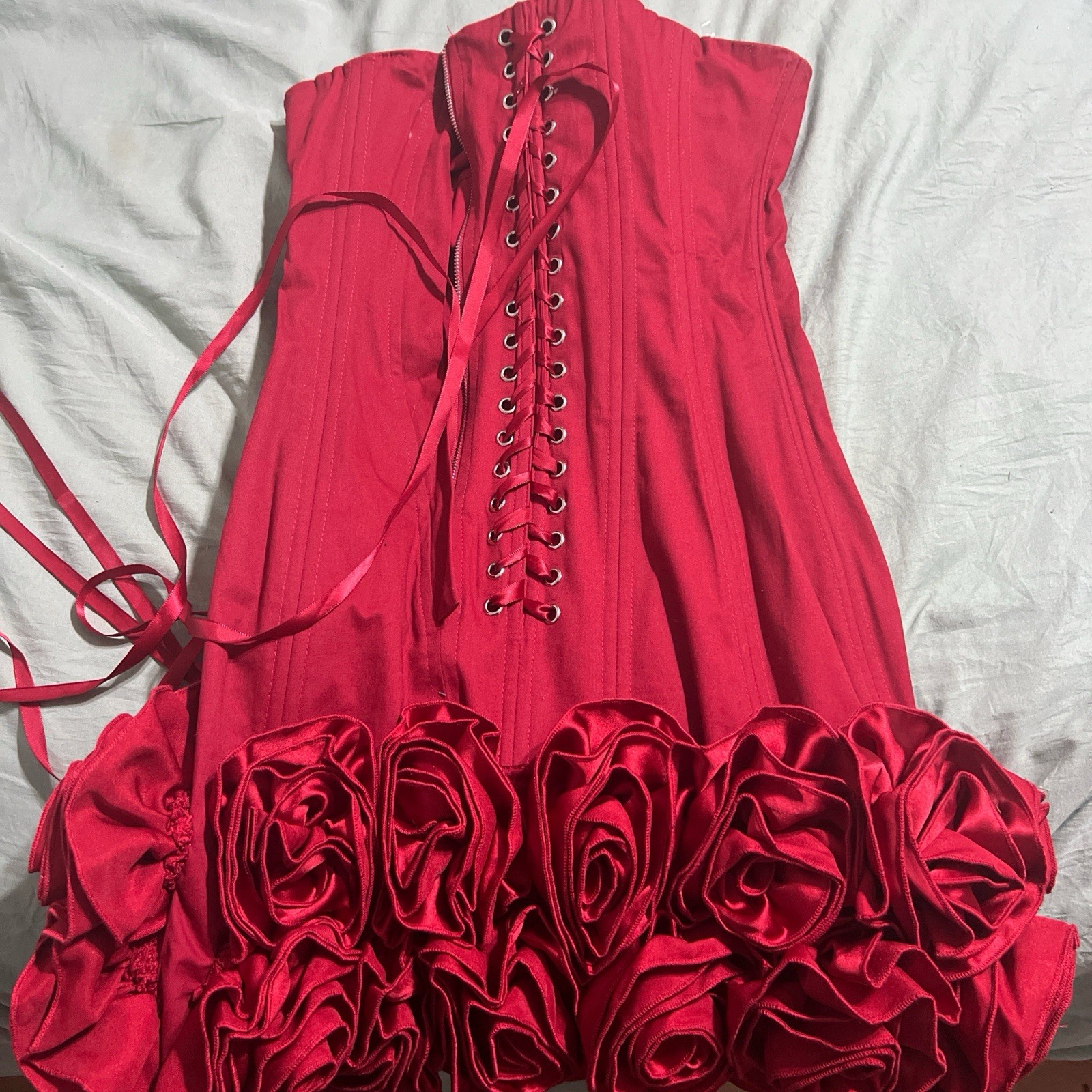 Strapless Flower Mini Dress - image 2