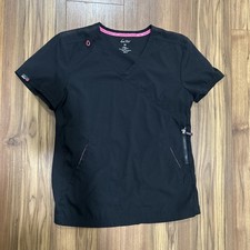 Women's Koi Lite Slim Fit Black Medical Scrub Top Size Med Lightweight, Stretch