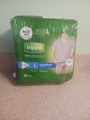 Depend Fit-Flex Incontinence Underwear for Men Maximum Absorbency Size L New