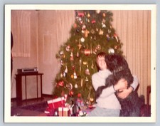 Christmas Dog 1970s Snapshot Photograph Man Boy Pet Holiday Presents
