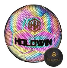Holographic Luminous Soccer Ball for Night Games Training Size 5 Black