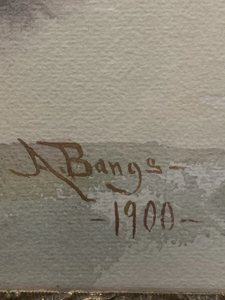 Antique 1900’s Floral Still Life Water Color Painting Signed A. Bangs - Image 3 of 4