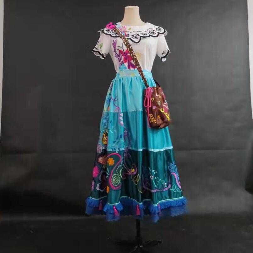 embroidered mirabel dress Encanto Dress Mirabel Costumes for Kids Girls Cosplay Halloween Outfit –  ACcosplay main image 0