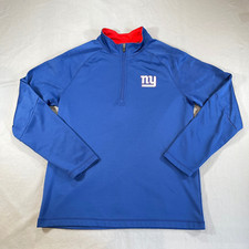 New York Giants Fanatics 1/4 Zip Mid Layer Pullover Jacket Mens L Royal Blue