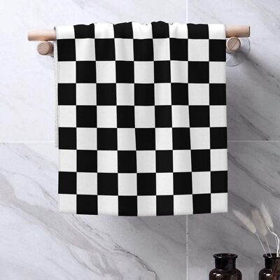 Black Checkered Hand Towels 27.5x16 Inch White Plaid Kitchen Towels Cooking