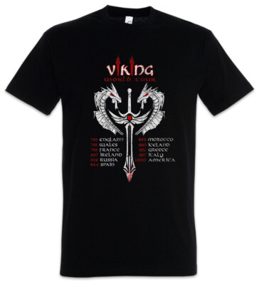 Viking World Tour Herren T-Shirt Vikings Wikinger Drachenboot Ragnar Lodbrok