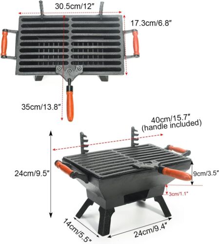 Compact Heavy-Duty Hibachi Grill with Adjustable Gridiron - Perfect for Camping - Picture 6 of 9
