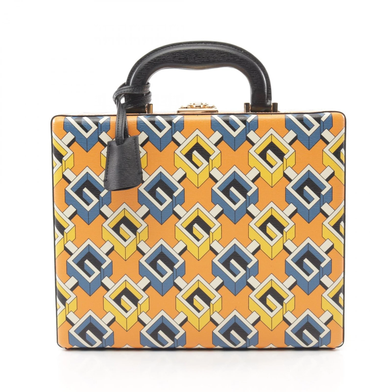 GUCCI Poker Set Geometric G Game Box 66241 Cuir Orange Multicolore Occasion