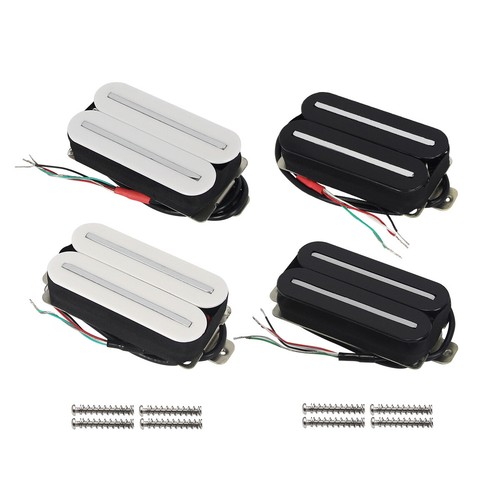 FLEOR Dual Rails Pickup E-Gitarre Humbucker Pickup Ceramic Guitar Parts, 4-Wires - Picture 4 of 14