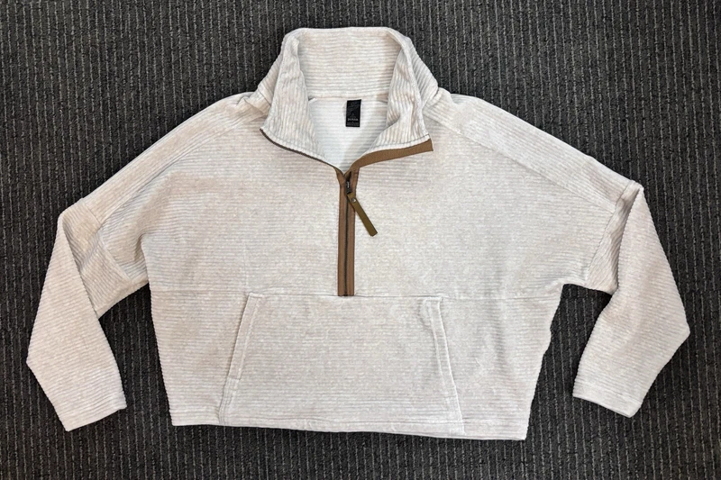prana escambia half zip cropped fleece jacket