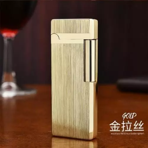 Derui Luxury Ultra-thin Metal Inflatable Butane Lighter High-end Grinding Wheel