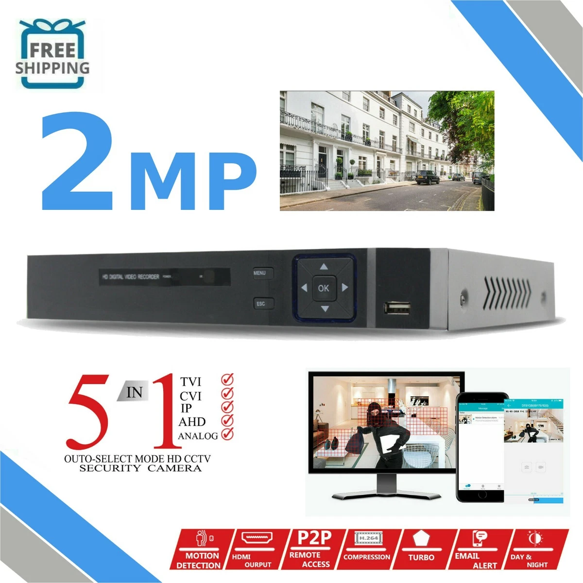 SMART CCTV DVR 4 8 16 CHANNEL AHD 1080N 1080P VIDEO 2MP RECORDER