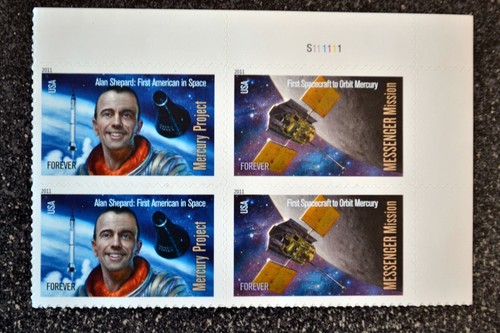 2011USA #4527-4528 Forever Mercury Project & Messenger Mission Plate Block of 4 - Picture 3 of 3