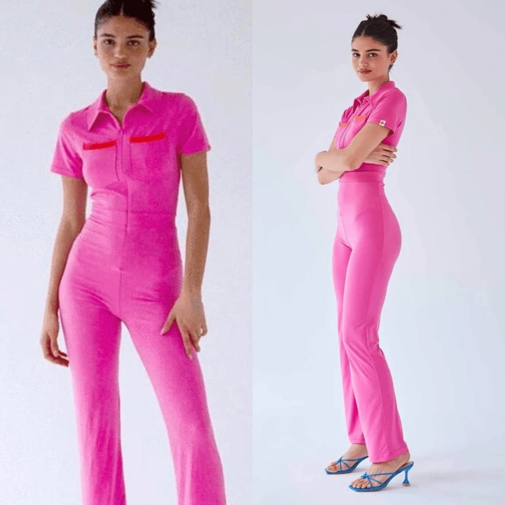 Peachy Den The Kernel Jersey Pink Jumpsuit Short Sleeves Size XS 