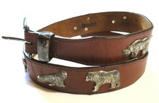 Honest Leather Vintage 80's Belt SILVER EXOTIC ANIMALS Elephant Bear Turtle 28