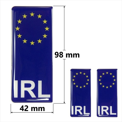 2x 98x42mm IRL Irland Euro Sterne Flagge Nummernschild Gel gewölbt Aufkleber Abzeichen - Bild 2 von 2