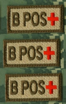 Jsoc Sfg Spezial Warfare SAS Jtfs Ksk Blood-Type 2.5cmX5.1cm Velkrö 3-TAB Set: B