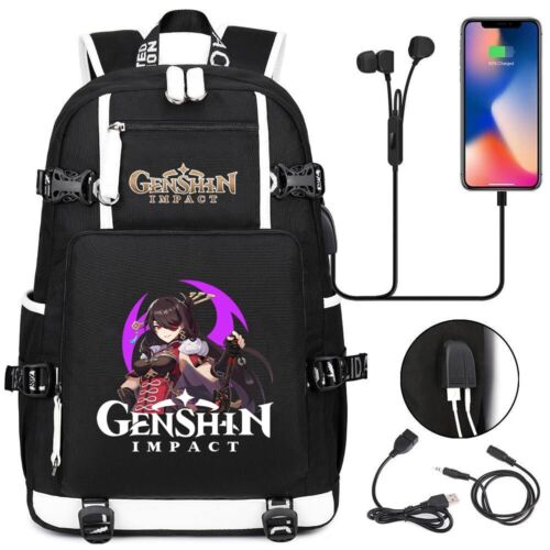 Mochila USB Game Genshin Impact Venti Hombres Adolescentes Mochila Estudiante Bolsas Escolares - Imagen 32 de 48
