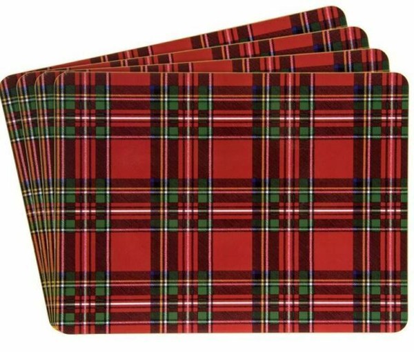 LEONARDO Collection Royal Stewart Red Tartan Set of 4 Cork Backed