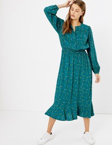 floral print waisted midi dress