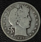 1907-D Barber Half Dollar, G/VG Details, Cheek Wiped