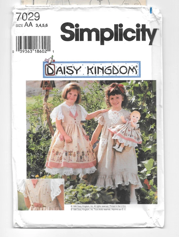 3 Daisy Kingdom Child's Pinafore Dress Doll Clothes 7605 7029 Sz 3-6 7281 Sz 5-8 - Image 2 of 4