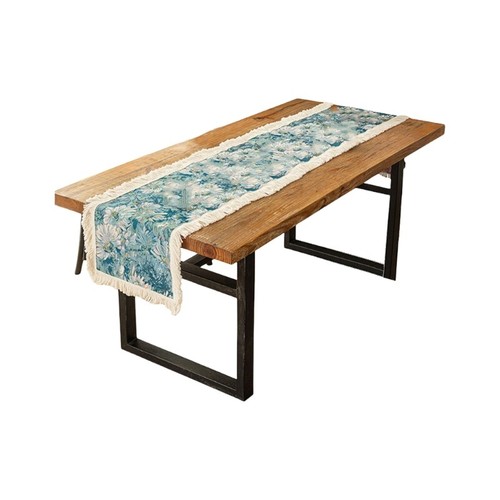 Cotton Linens Table Runner Oil Painting Jacquard and Tassels Table Cover for - Bild 9 von 19