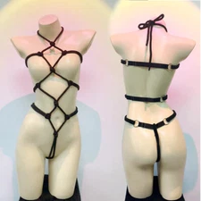 Women's Full Body Harness Bondage Lingerie Micro Bikini Garters Suspenders Belts