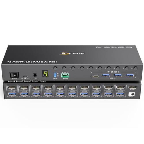 Commutateur KVM HDMI 10 Ports 4K@60Hz Simulation EDID USB3.0 pour 10 PC Partager 1 Moniteur - Photo 22/23