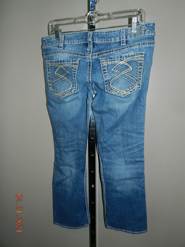 SILVER WOMENS W30 FRANCES CAPRI BUCKLE DENIM BLUE JEANS eBay