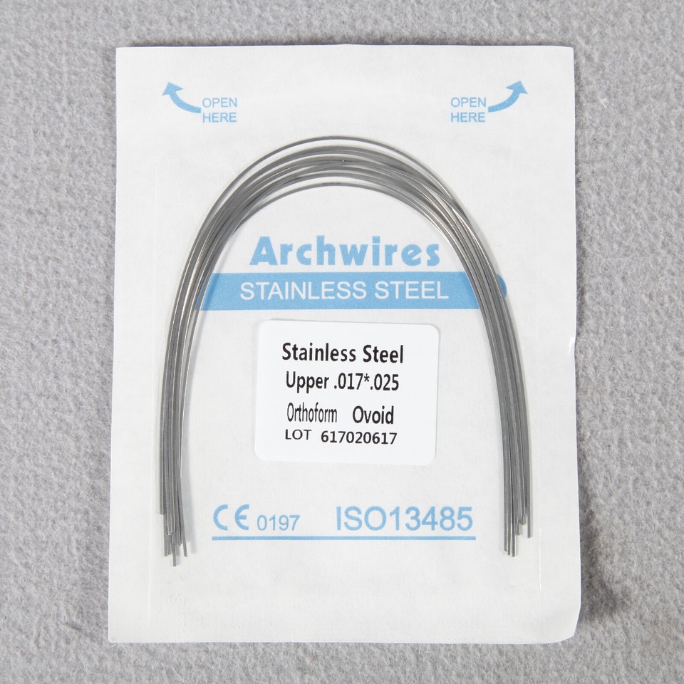 Lot De 20 Arcs Orthodontiques En Acier Inoxydable Rectangulaires - 16 Tailles