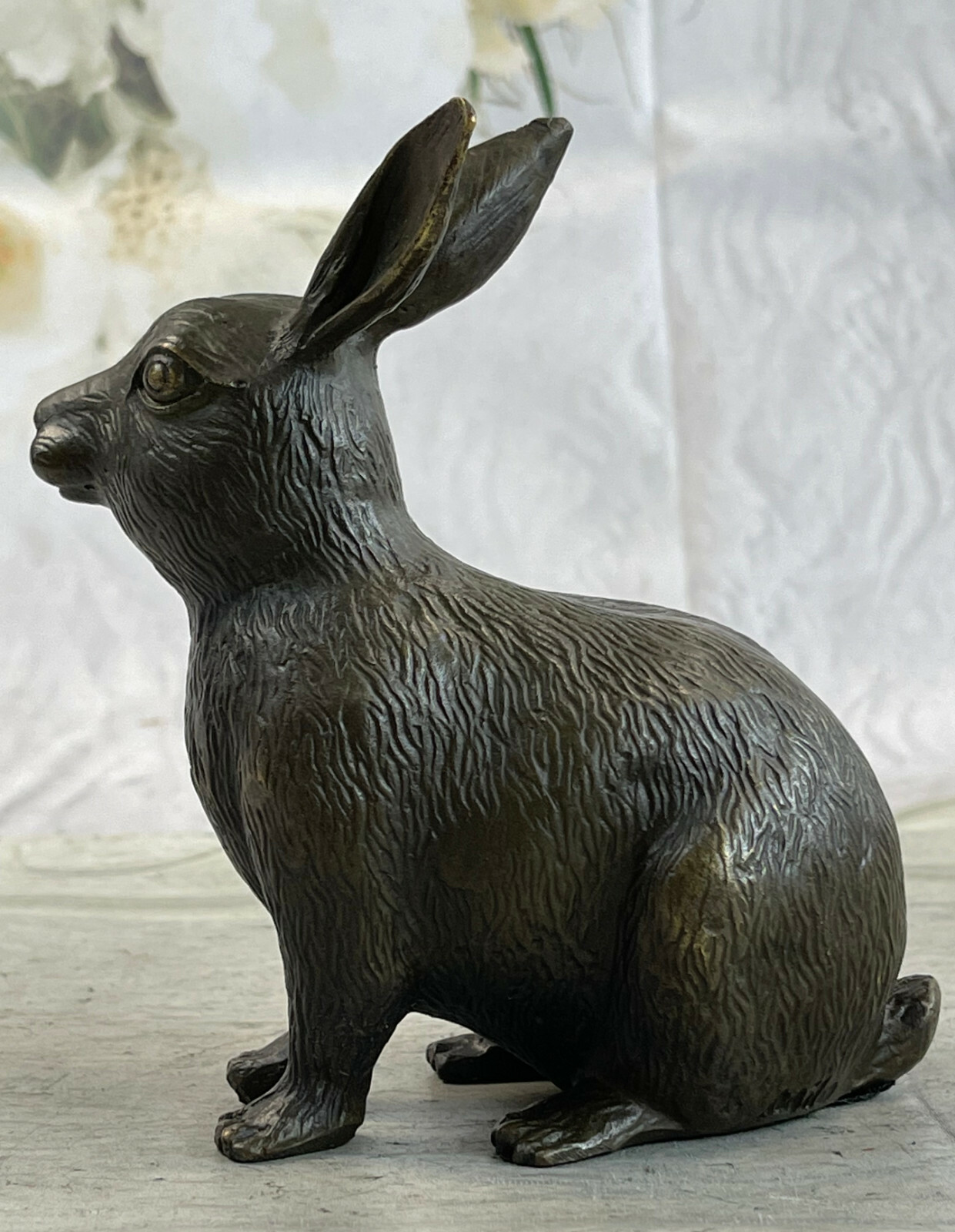 Statue Rabbit Hare Art Deco Style Art Nouveau Style Bronze Hot Cast Signed Decor