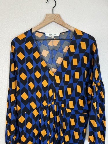 $470 DVF Diane Von Furstenberg Ebony Printed Stretch-Jersey Midi Dress Large - Picture 9 of 16