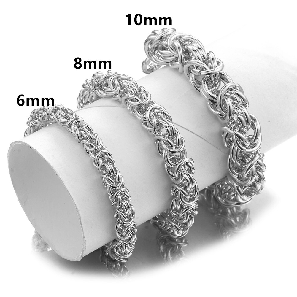 6/8/10mm Hot Silver Stainless Steel Byzantine Link Chain