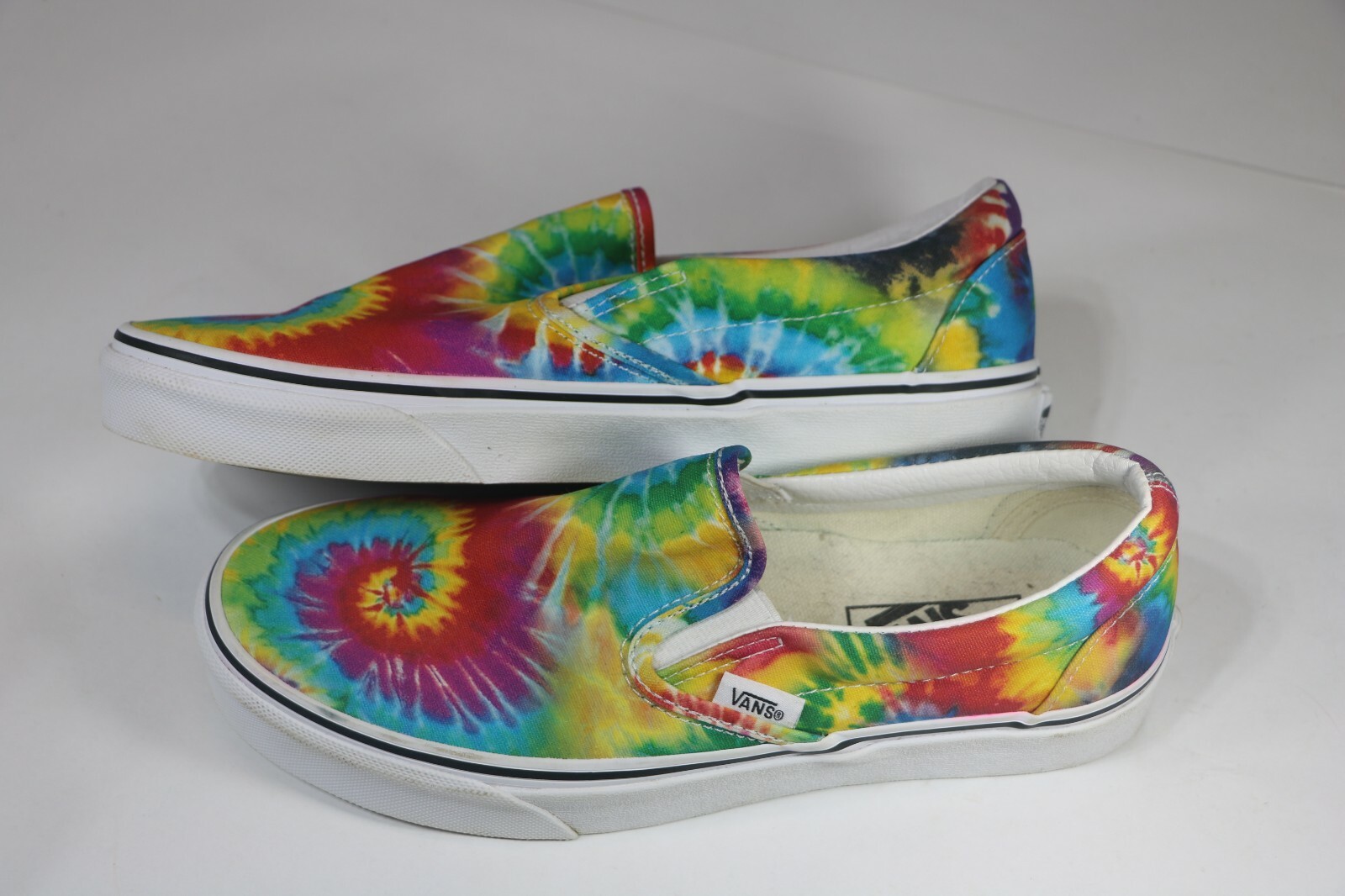 Vans Classic Slip On Rainbow Tie Dye Canvas Sneakers Men 6 Women 7.5-image