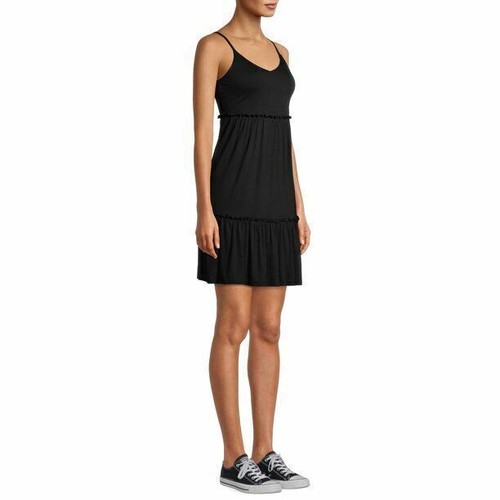 Wild Skye Juniors Ruffle Tiered Dress, Black, Large - Picture 3 of 6